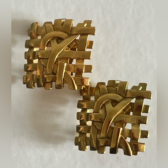 Yves Saint Laurent Jewelry - Vintage YSL Saint Laurent Woven Square Earrings